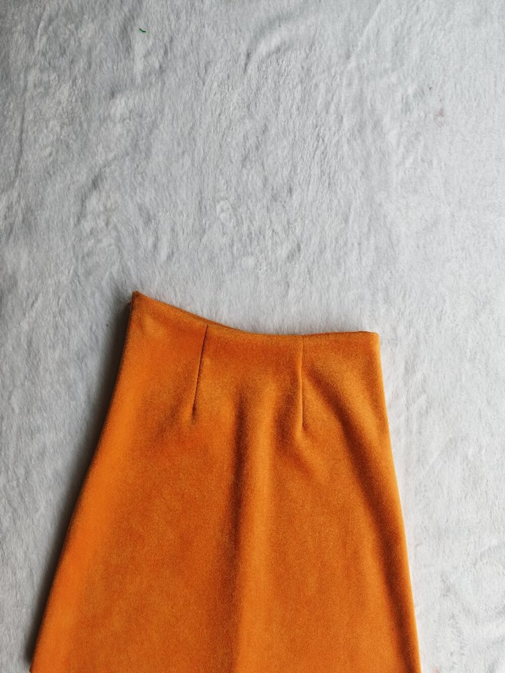 ZARA Orange A-Line Mini Skirt S Suede Look High Waist Retro Chic Fall Outfit - Picture 6 of 10